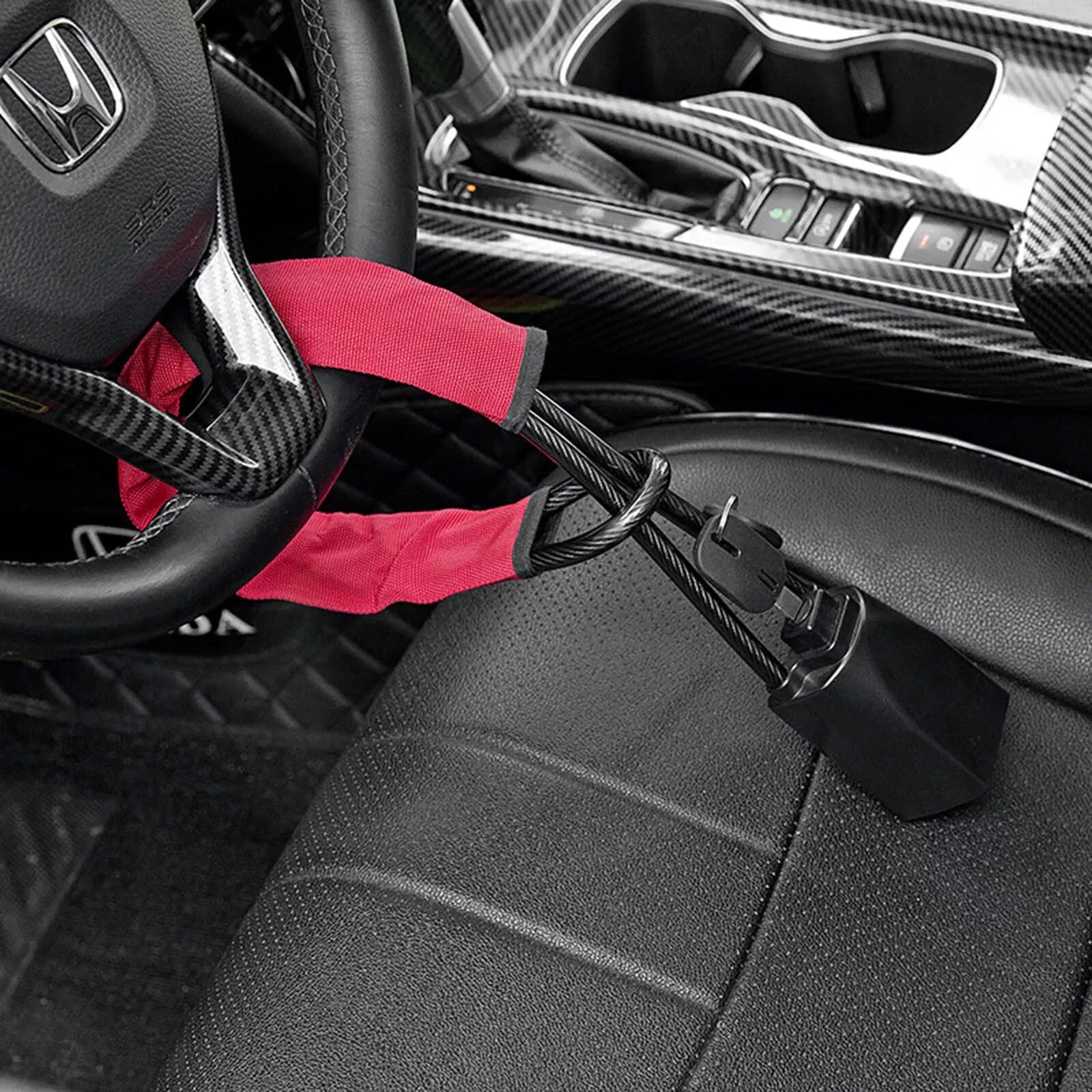 GION Universal Steering Wheel Lock Car Anti-Theft Device Seat Belt